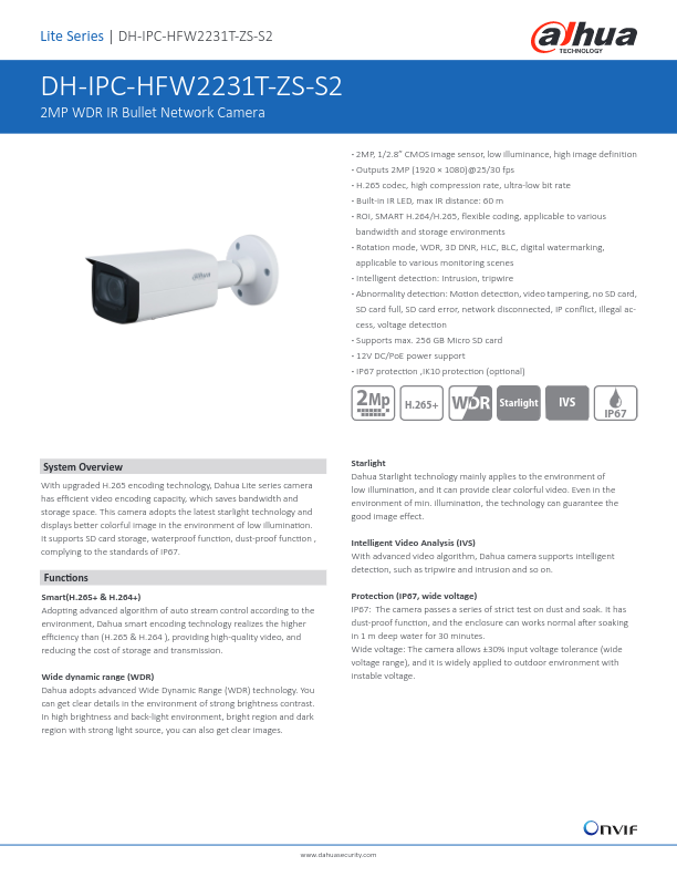 IPC-HFW2231T-ZS-S2-B - Ficha Técnica Dahua