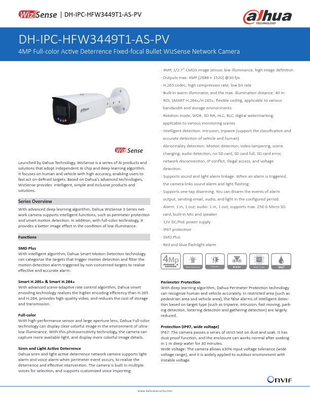 IPC-HFW3449T1-AS-PV (S4) - Ficha Técnica Dahua