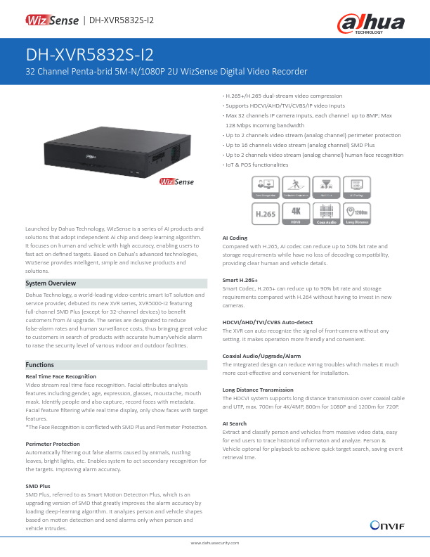 XVR5832S-I2 - Ficha Técnica Dahua