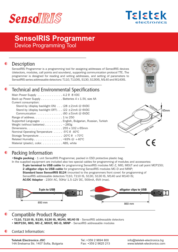 SENSOIRIS-PROGRAMMER - Ficha Técnica Teletek