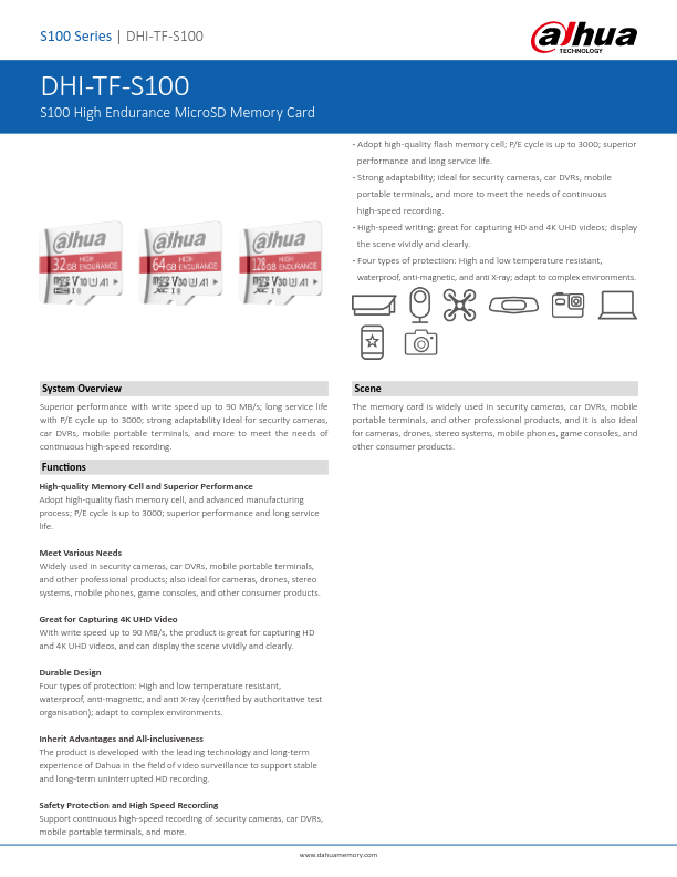 TF-S100/xxxGB - Fichas Técnica Dahua