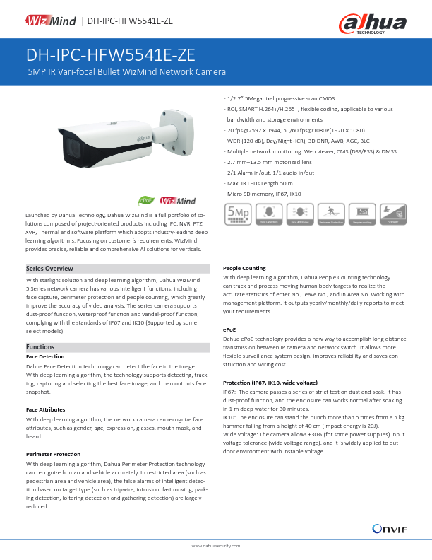 IPC-HFW5541E-ZE - Ficha Técnica Dahua