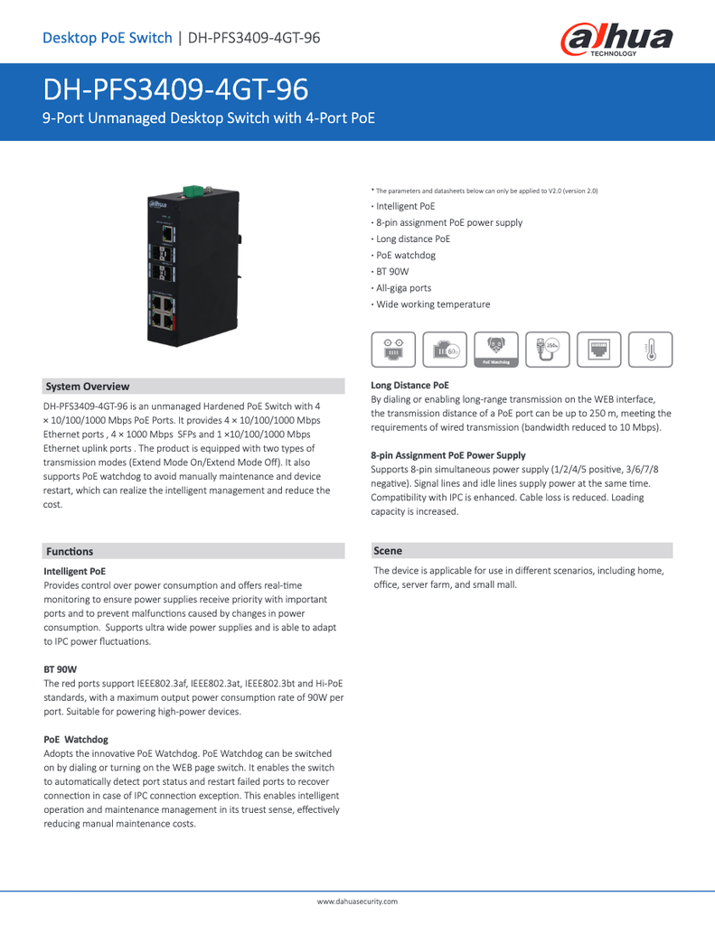 PFS3409-4GT-96 - Ficha Técnica Dahua