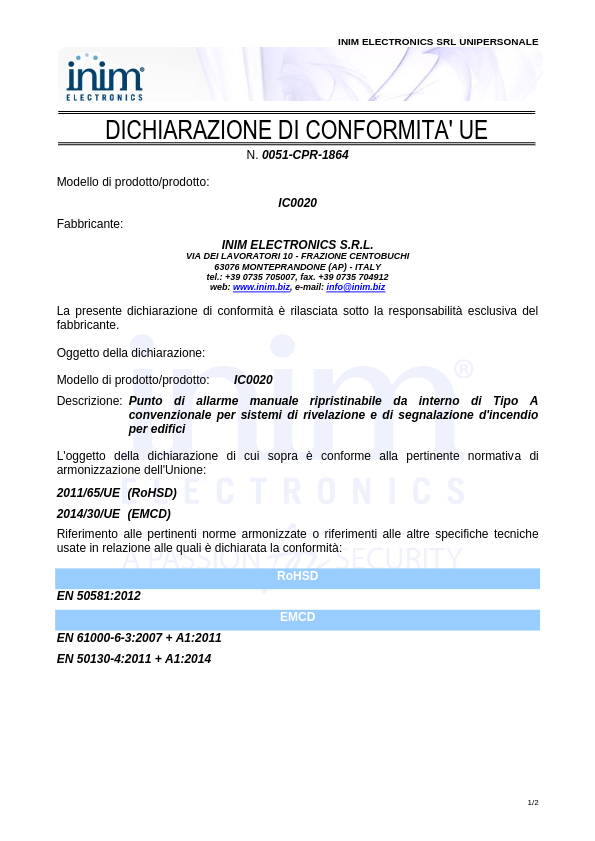 IC0020 - Certificado CE