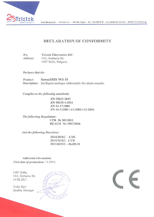 SENSOIRIS-WS-IS - Certificado CE