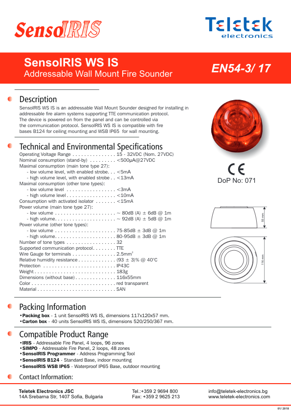 SENSOIRIS-WS-IS - Ficha Técnica Teletek