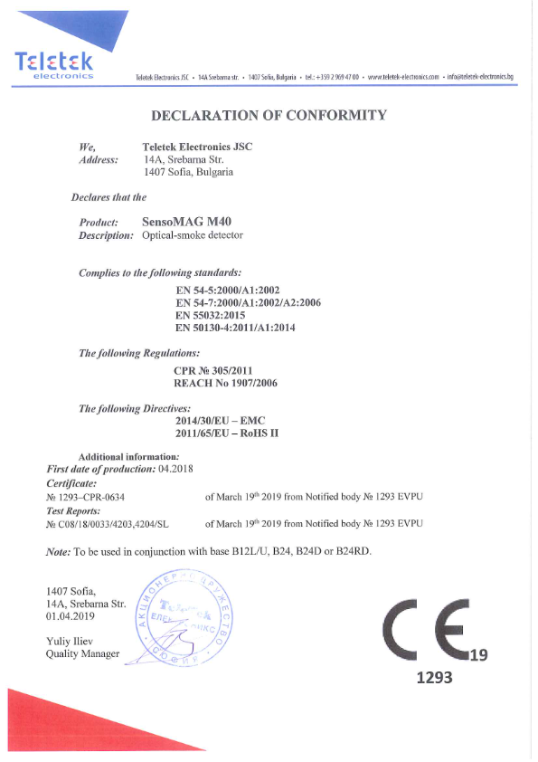 SENSOMAG-M40 - Certificado CE