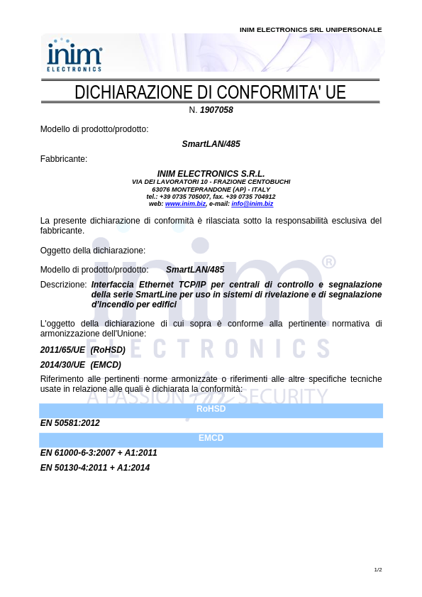 SMARTLAN-485 - Certificado CE