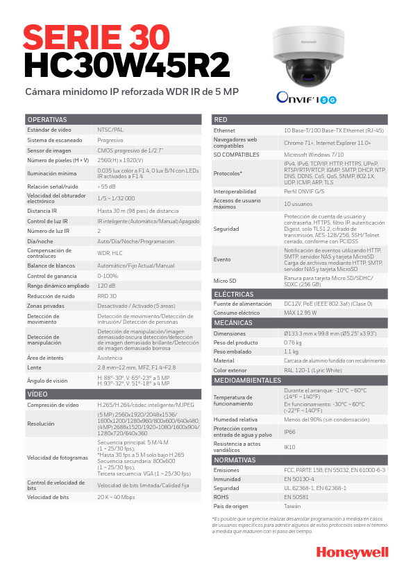 HC30W45R2 - Ficha Técnica Honeywell
