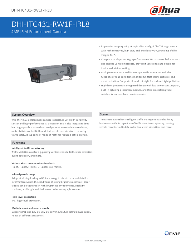 ITC431-RW1F-IRL8 - Ficha Técnica Dahua