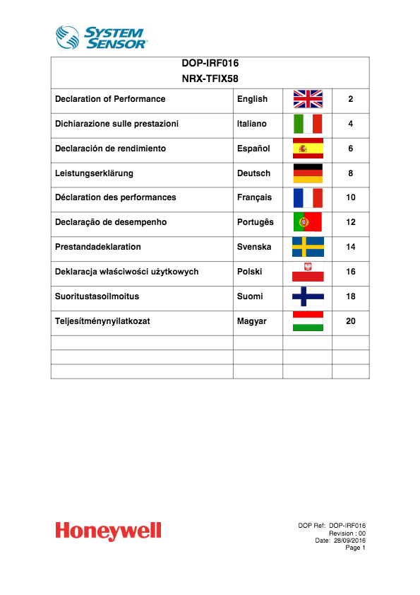 NRX-TFIX58 - Certificado DoP