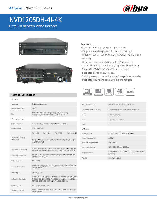 NVD1205DH-4I-4K - Ficha Técnica Dahua
