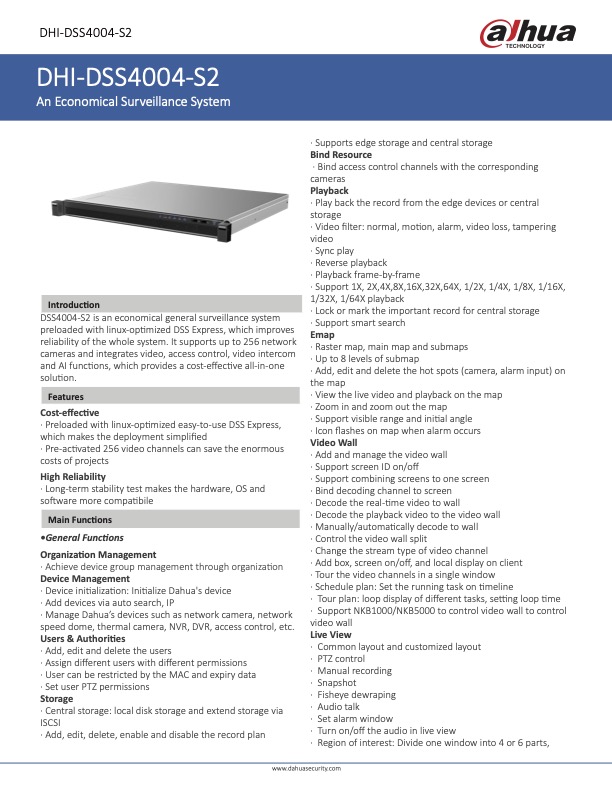 DSS4004-S2 - Ficha Técnica Dahua