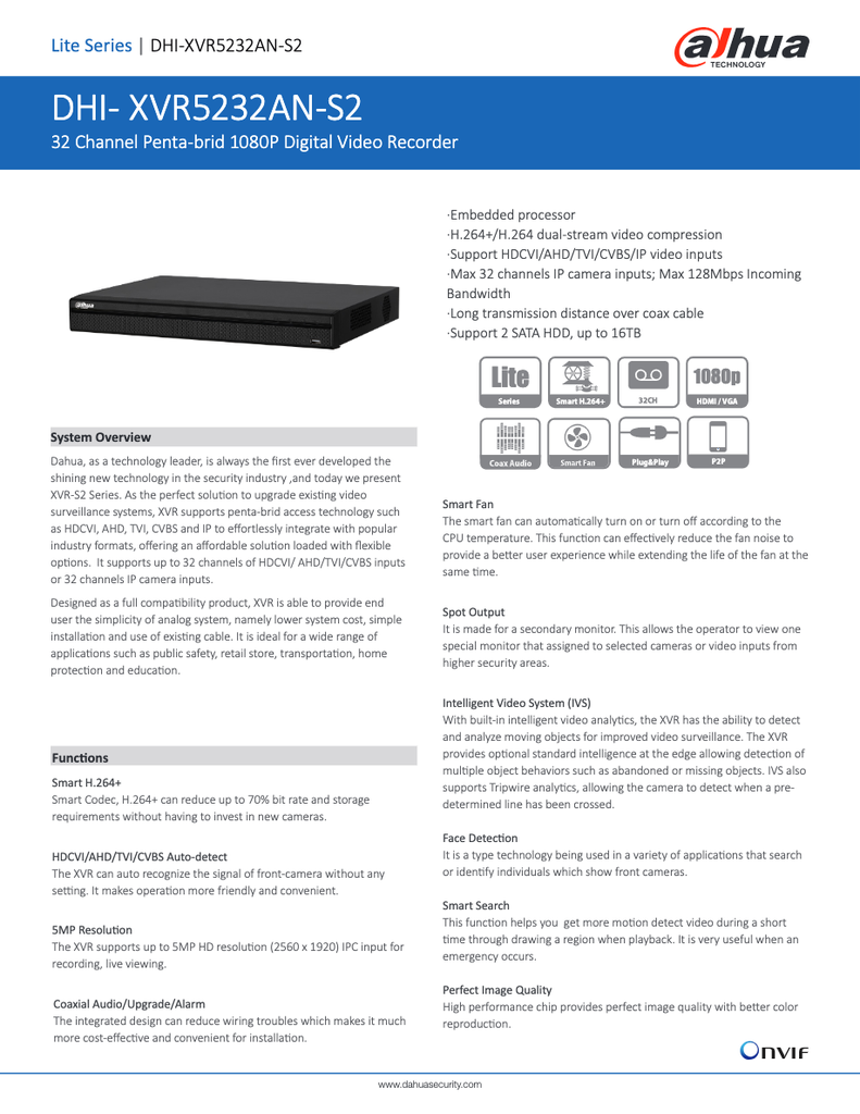 XVR5232AN-S2 - Ficha Técnica Dahua