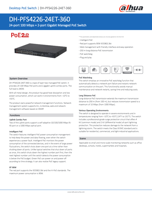 PFS4226-24ET-360 - Ficha Técnica Dahua