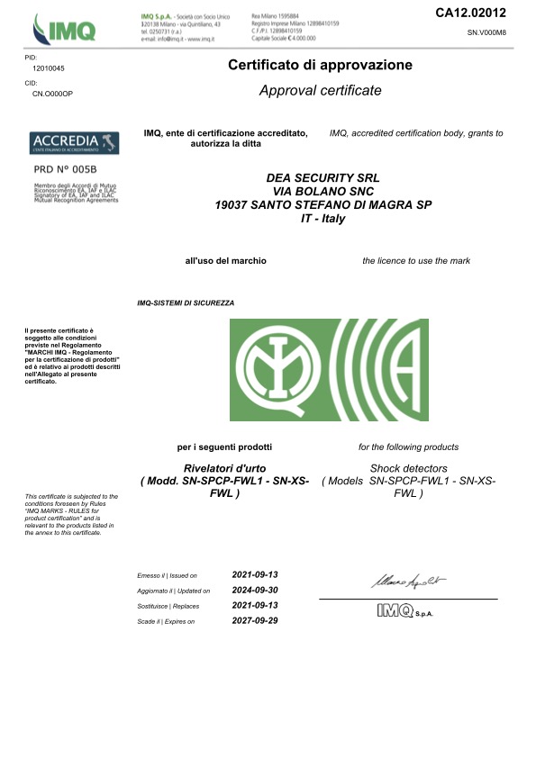 SN-SPCP-FWL1 - Septiembre 2027 - Certificado Grado 3