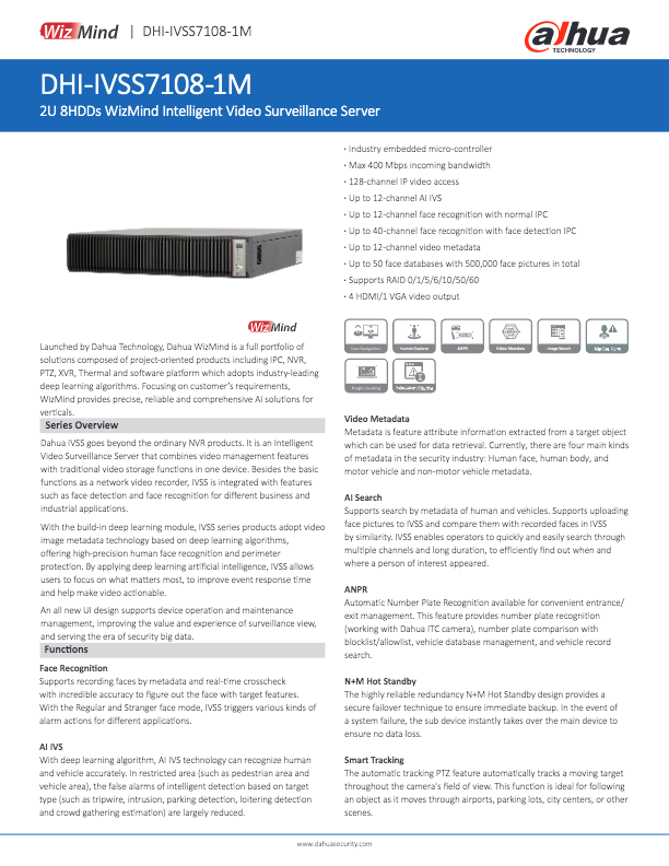 IVSS7108-1M - Ficha Técnica Dahua