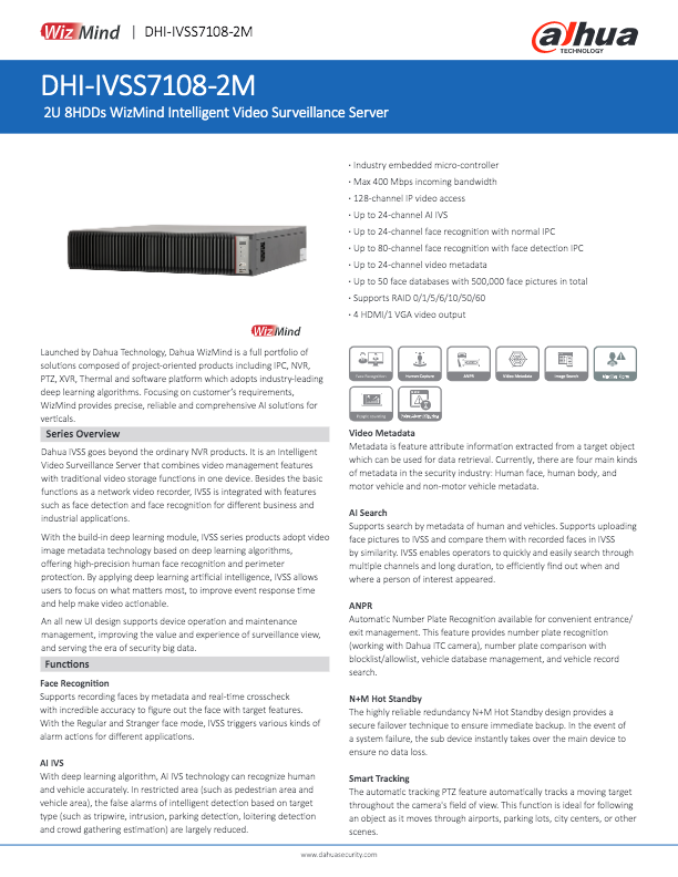 IVSS7108-2M - Ficha Técnica Dahua