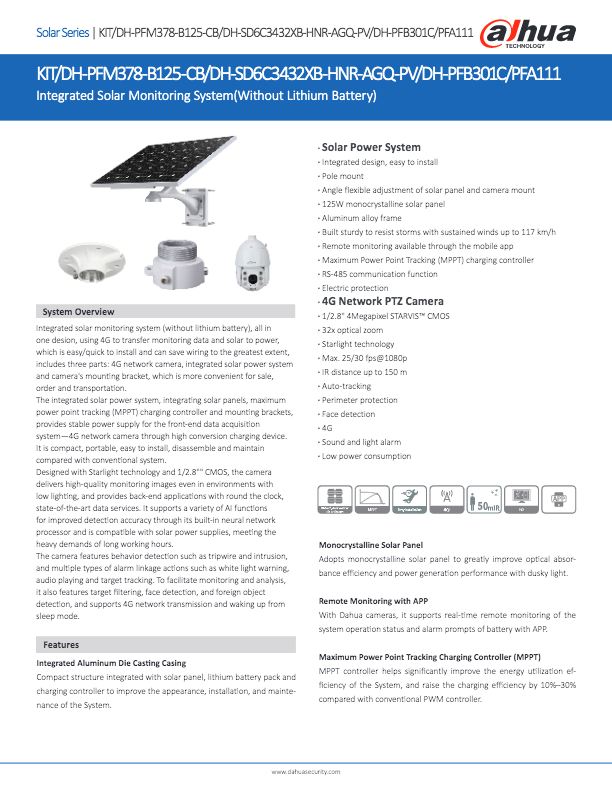 KIT/PFM378-B125-CB/SD6C3432XB-HNR-AGQ-PV/PFB301C/PFA111 - Ficha Técnica Dahua