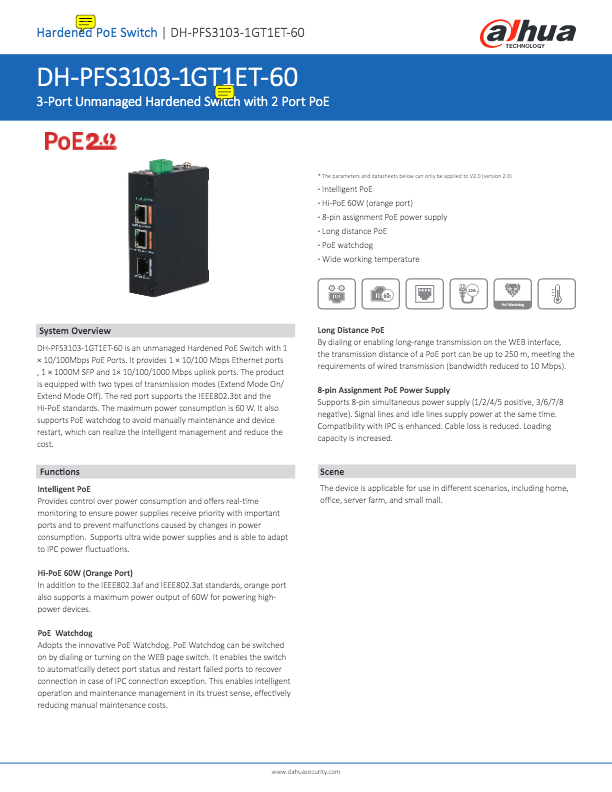 PFS3103-1GT1ET-60 - Ficha Técnica Dahua