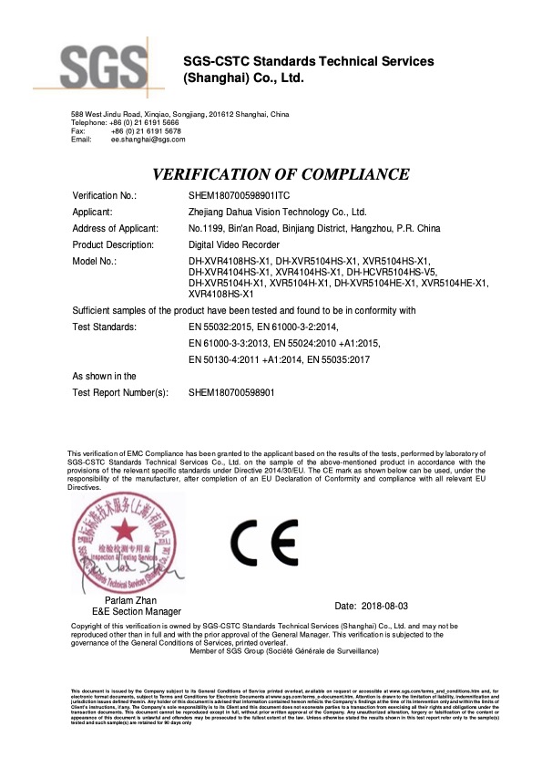 XVR5104HE-X1 - Certificado CE