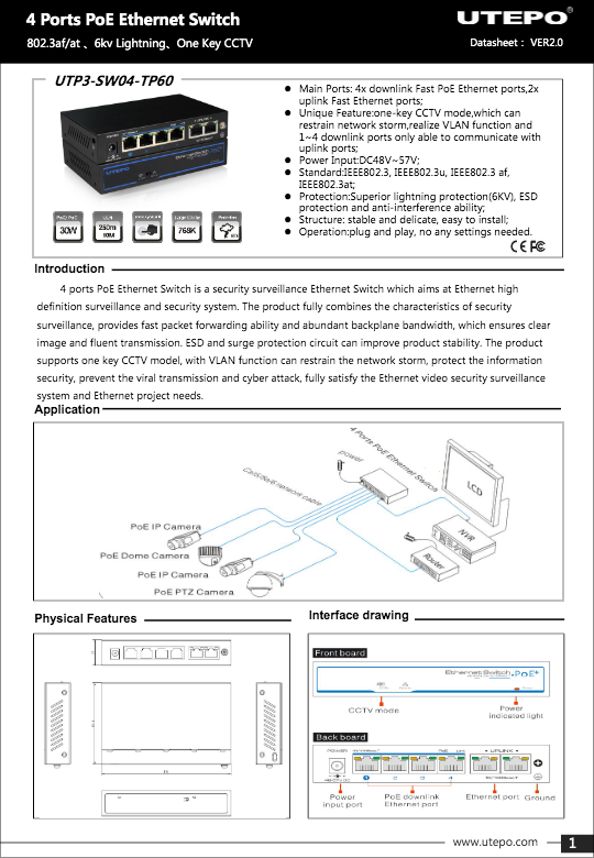 UTP3-SW04-TP60 - Ficha Técnica UTEPO