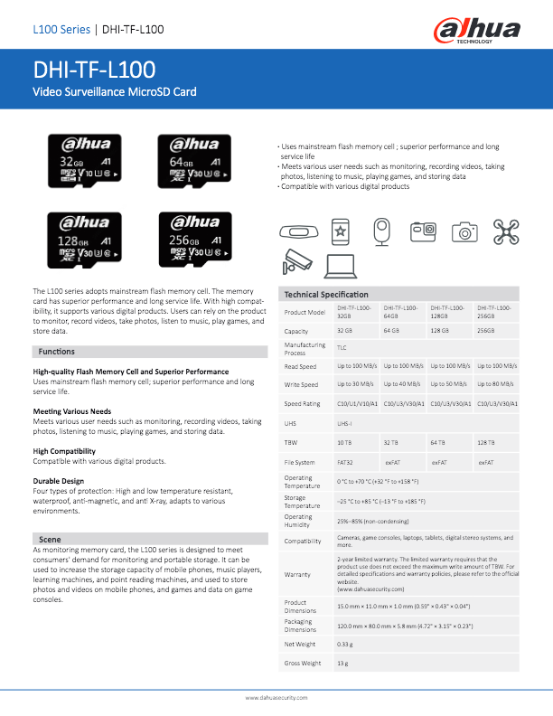 TF-L100 - Ficha Técnica Dahua