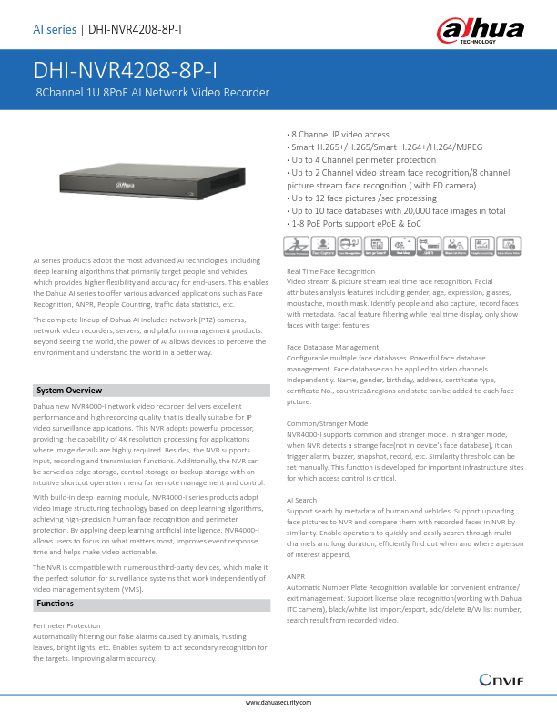 NVR4208-8P-I - Ficha Técnica Dahua