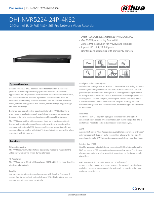 NVR5224-24P-4KS2 - Ficha Técnica Dahua