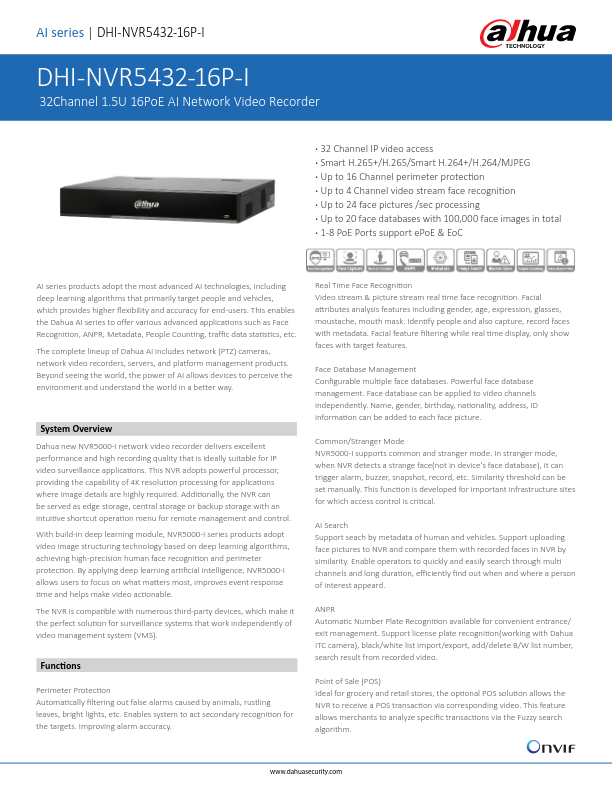 NVR5432-16P-I - Ficha Técnica Dahua