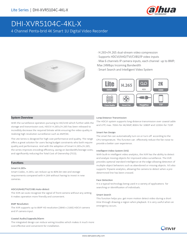 XVR5104C-4KL-X - Ficha Técnica Dahua
