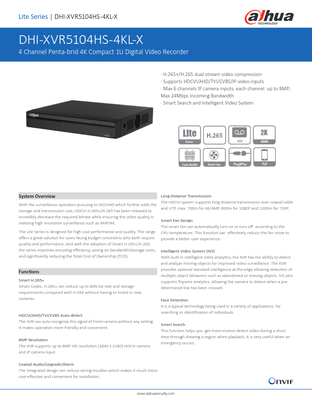 XVR5104HS-4KL-X - Ficha Técnica Dahua