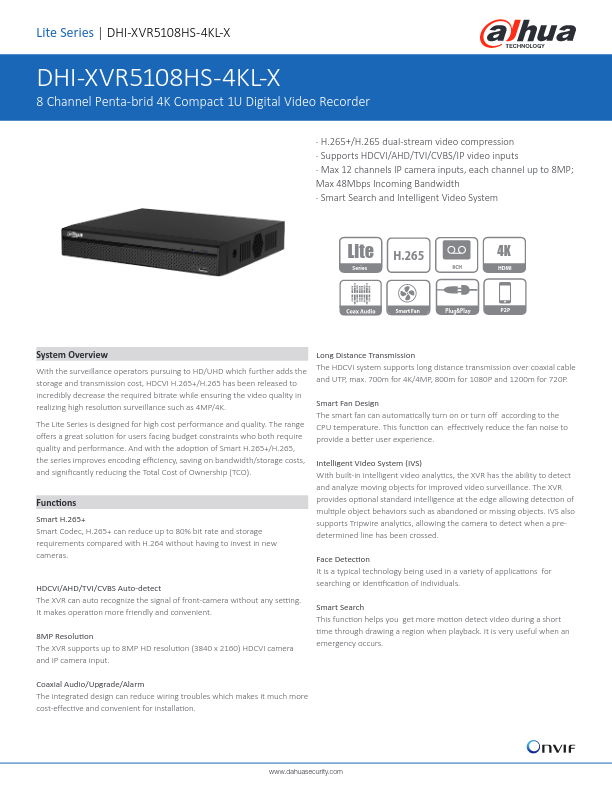 XVR5108HS-4KL-X - Ficha Técnica Dahua