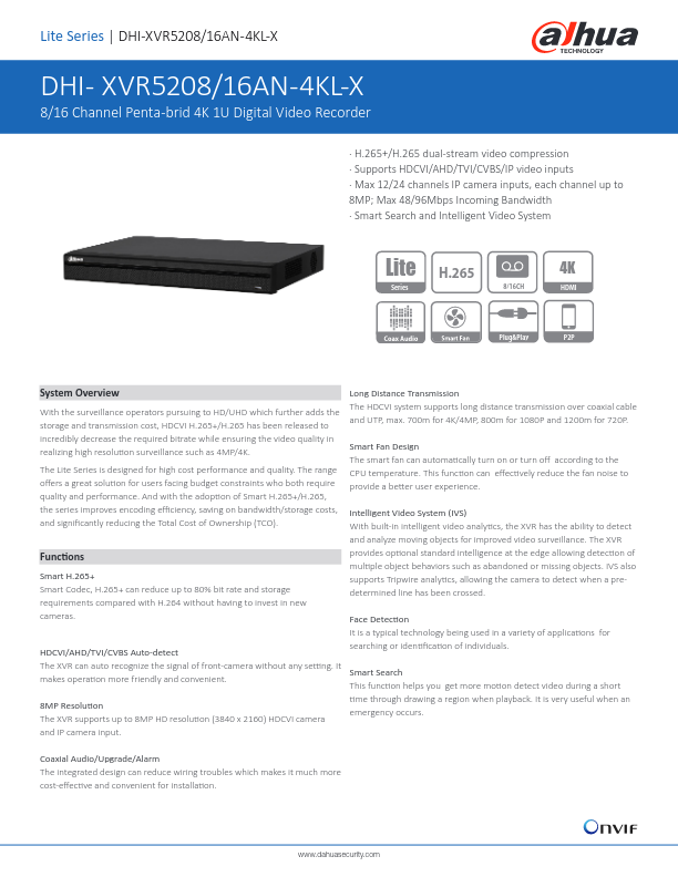 XVR5208AN-4KL-X - Ficha Técnica Dahua