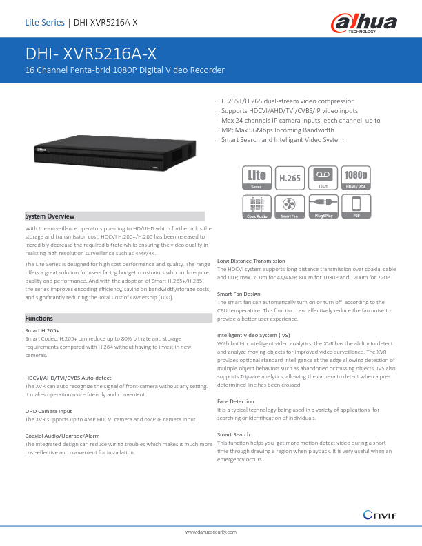 XVR5216A-X - Ficha Técnica Dahua