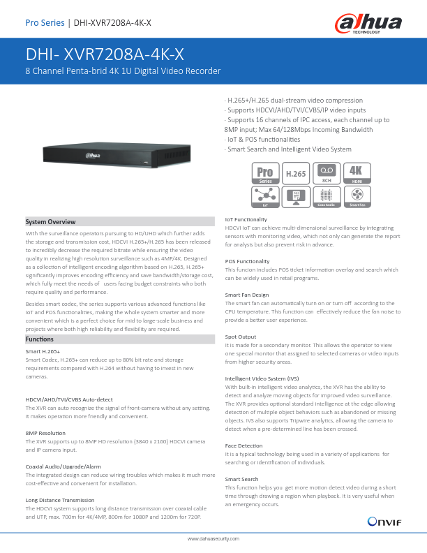 XVR7208A-4K-X - Ficha Técnica Dahua