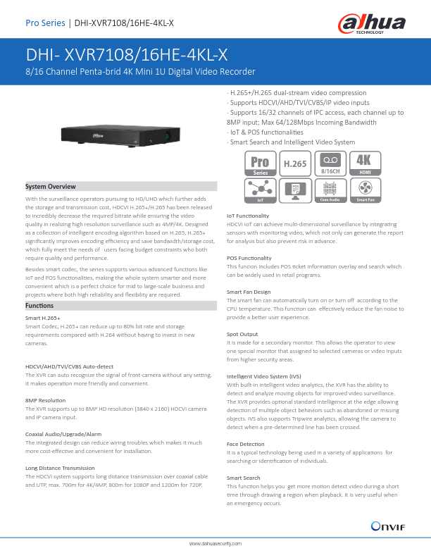 XVR7108HE-4KL-X - Ficha Técnica Dahua
