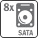 8 HDDs SATA (Max 10TB/HDD), 1x eSATA